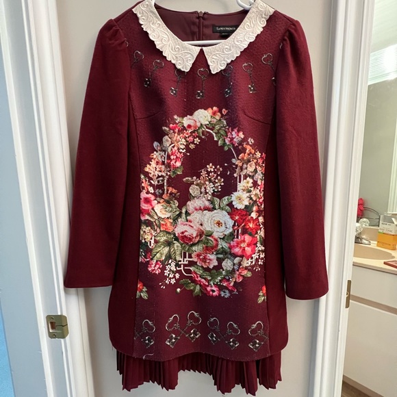 Vintage Oil Painting Flowers Printed Long Sleeved Dress - Picture 5 of 5